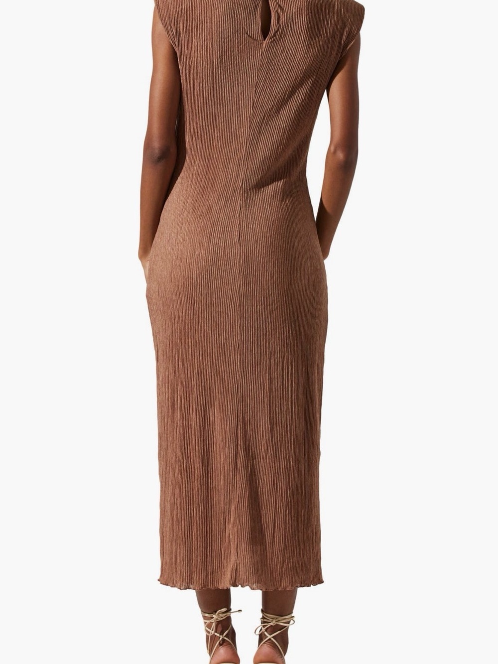 Brown Cap Sleeve Midi Dress - Picture 2 of 5